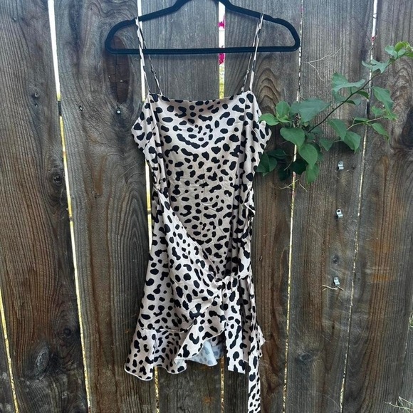 Princess Polly‎ Cheetah Wrap Sundress Size US 8 Bodycon Mini Dress - Picture 6 of 8